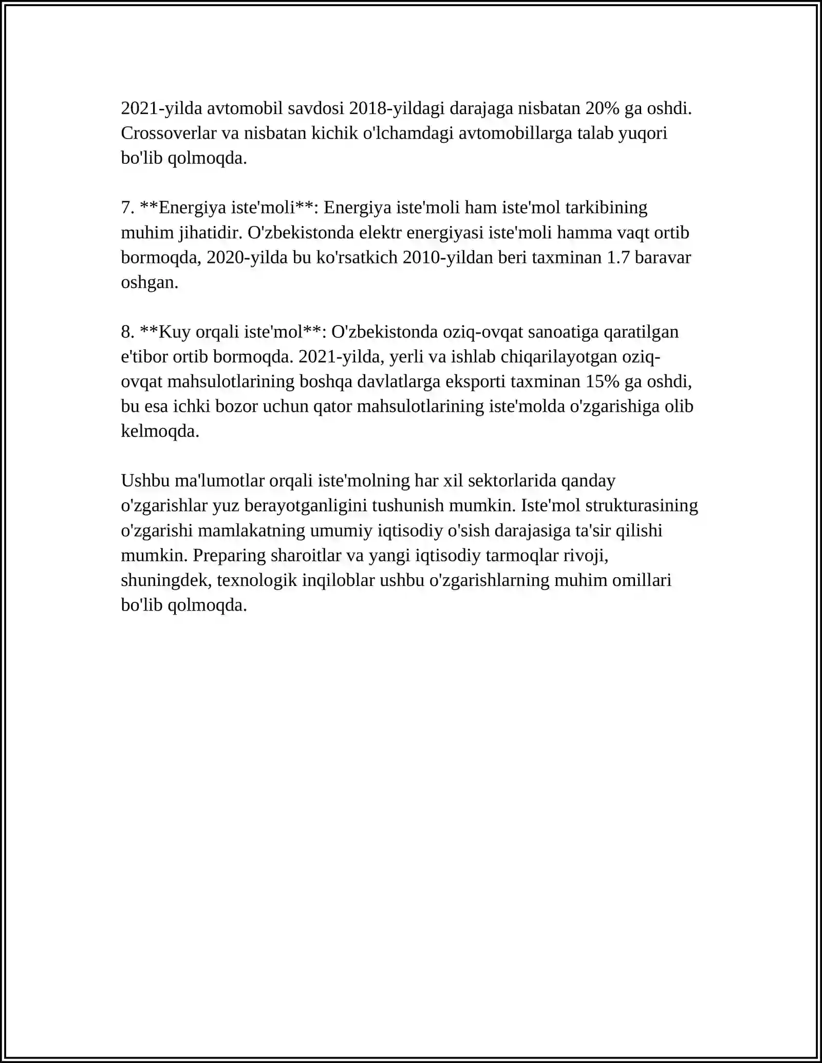 ISTE'MOL, JAMG'ARMA VA INVESTITSIYALAR. IQTISODIY TARAQQIYOT, IQTISODIY O'SISH 4