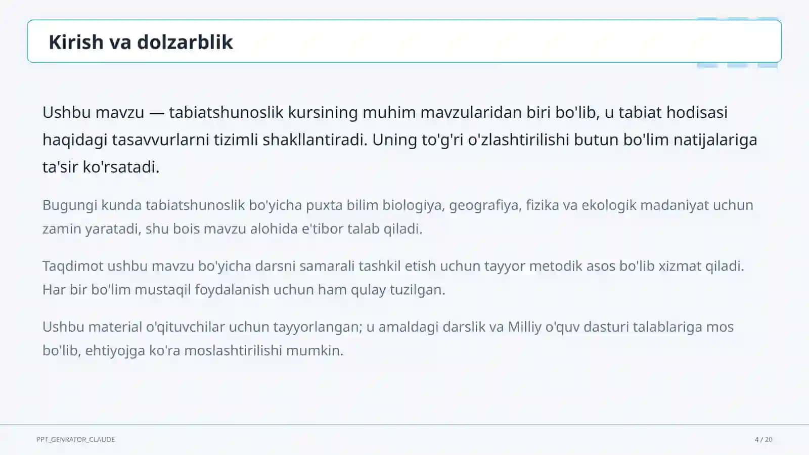 O'zbekistonning tabiiy zonalari: cho'l, tog', vodiy (4-sinf) 4