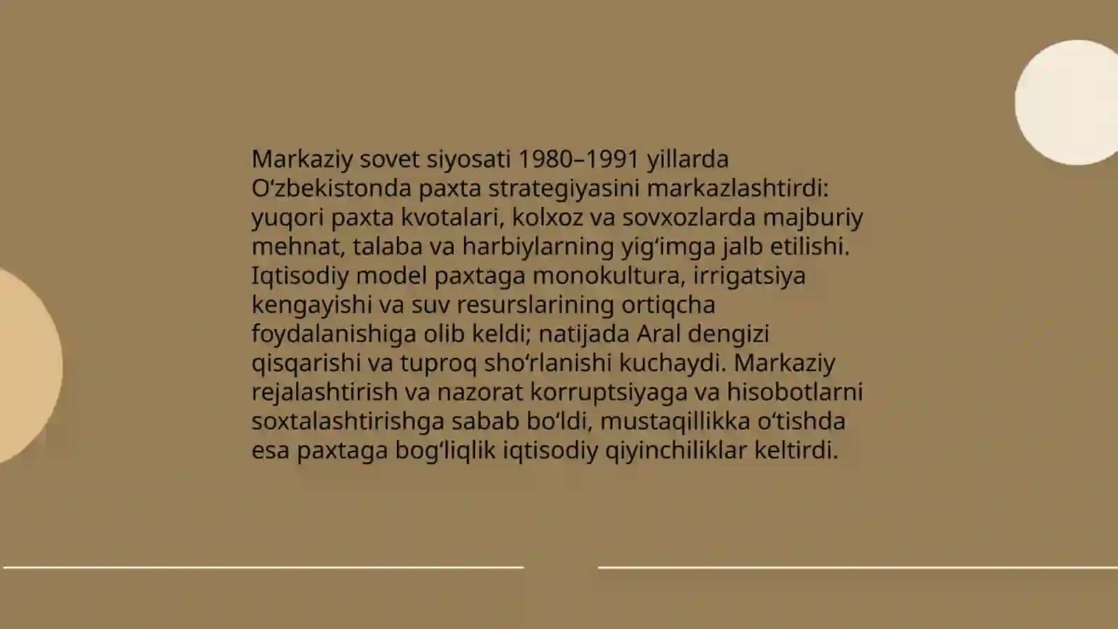 O‘zbekistonda 80-90 yillaridagi ijtimoiy-siyosiy vaziyat: paxta yakka hokimligi va qatag‘onliklar 4