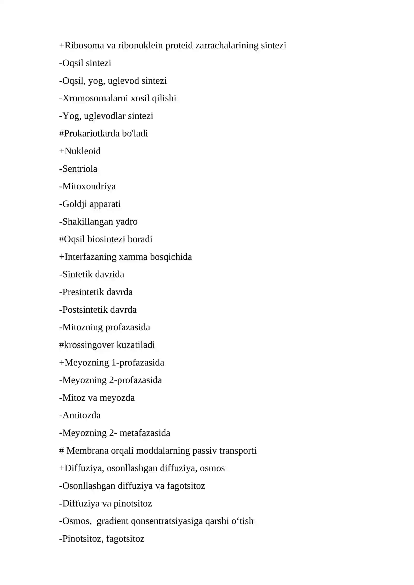 Tibbiy biologiyada. Umumiy genetika fanidаn yakuniy nazorat savollari 4