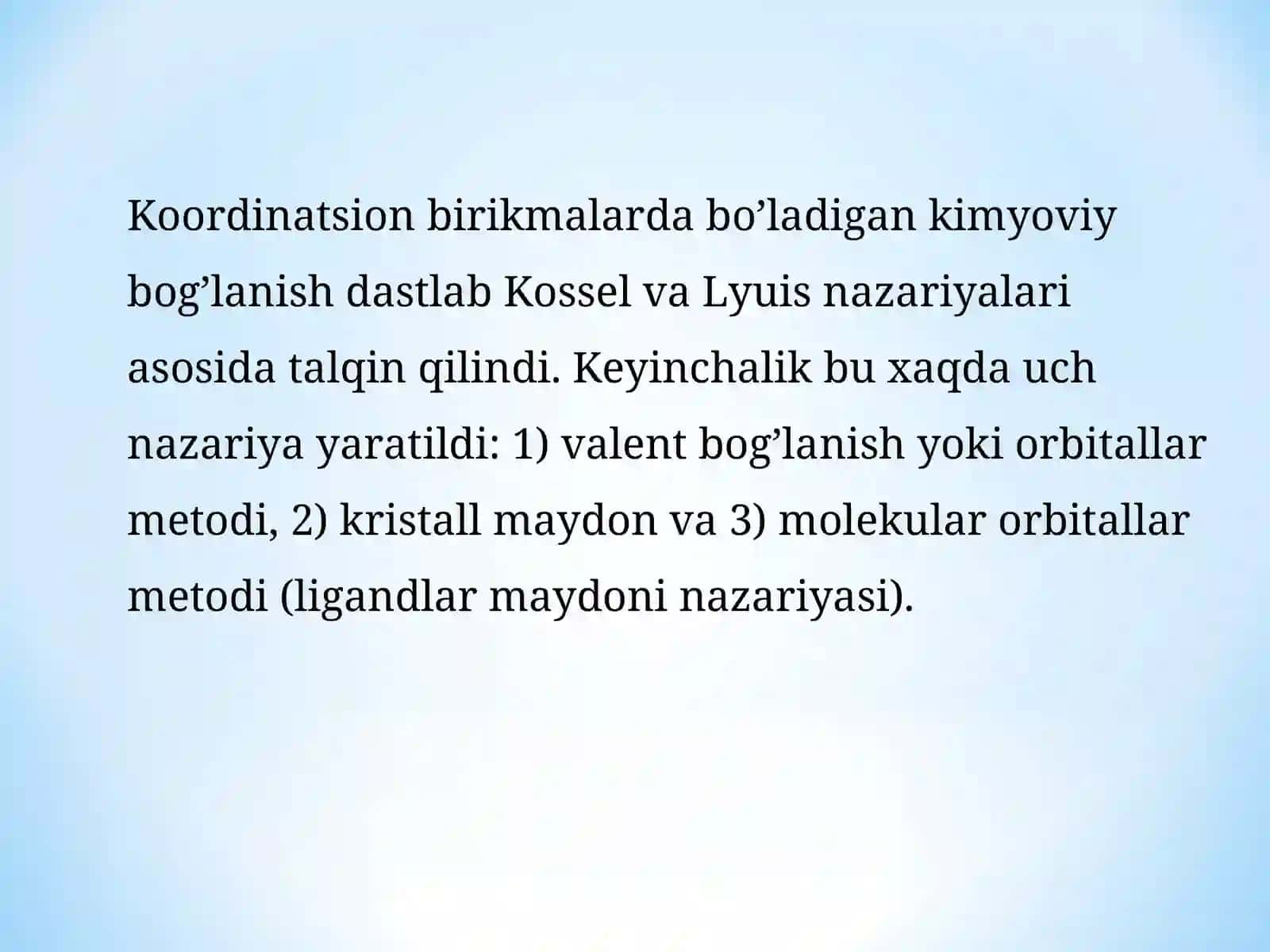 Kompleks birikmalarning hosil bo‘lishi 4