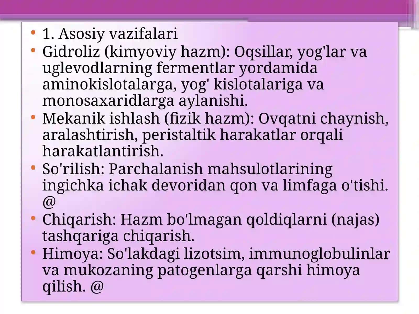 Taqdimoti "Ovqat hazim qilish tizimi" 4