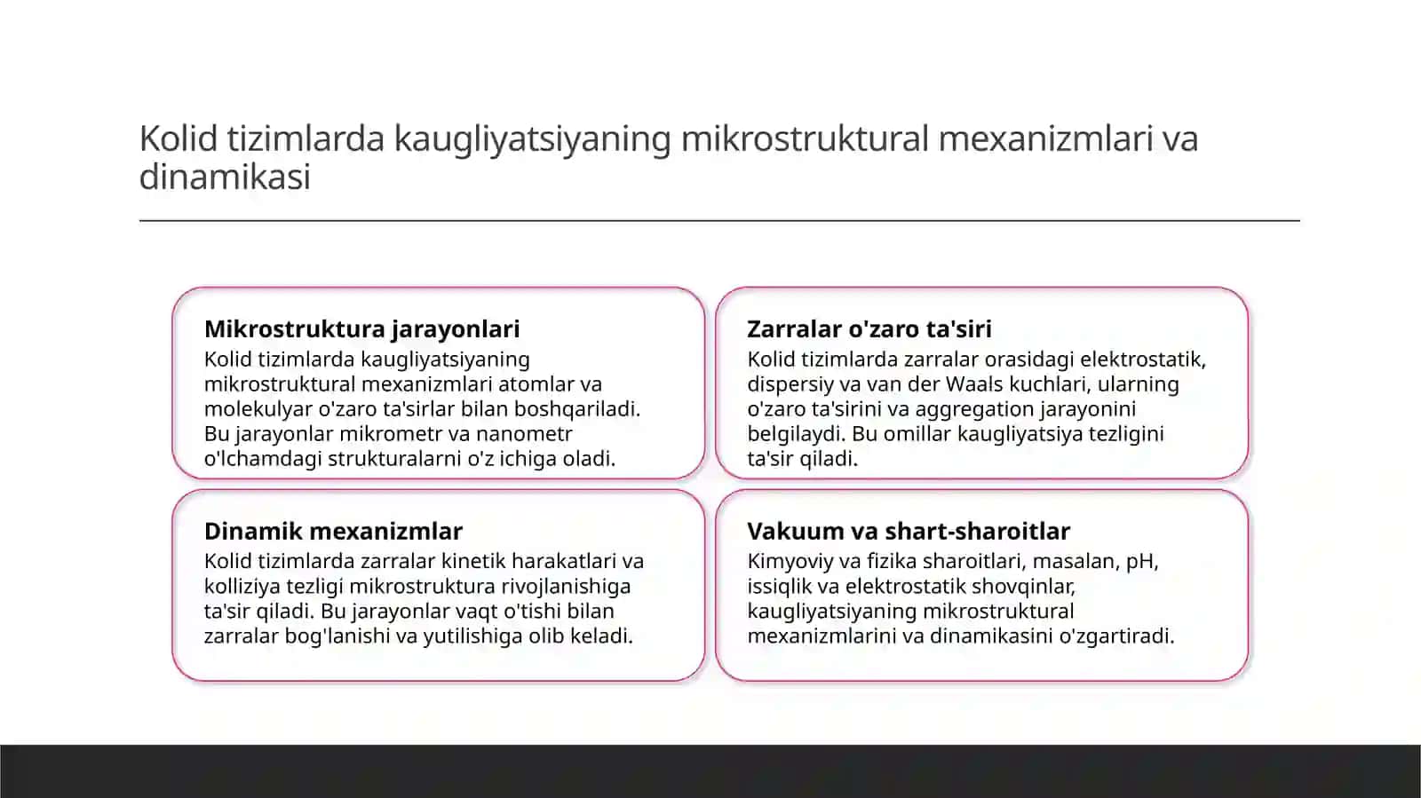 Kaugliyatsiya jarayonining fizikaviy va kolloid tizimlardagi mexanizmlari 4