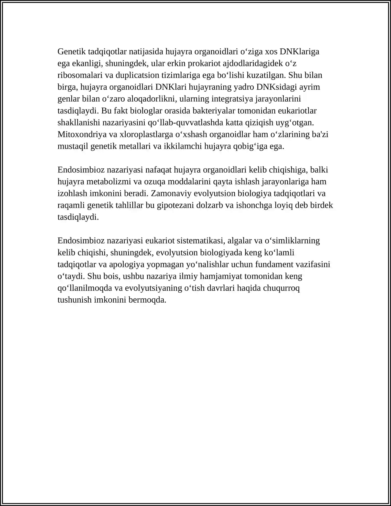 EUKARIOTLAR ULARNING KELIB CHIQISHI TO'G'RISIDAGI NAZARYA 4