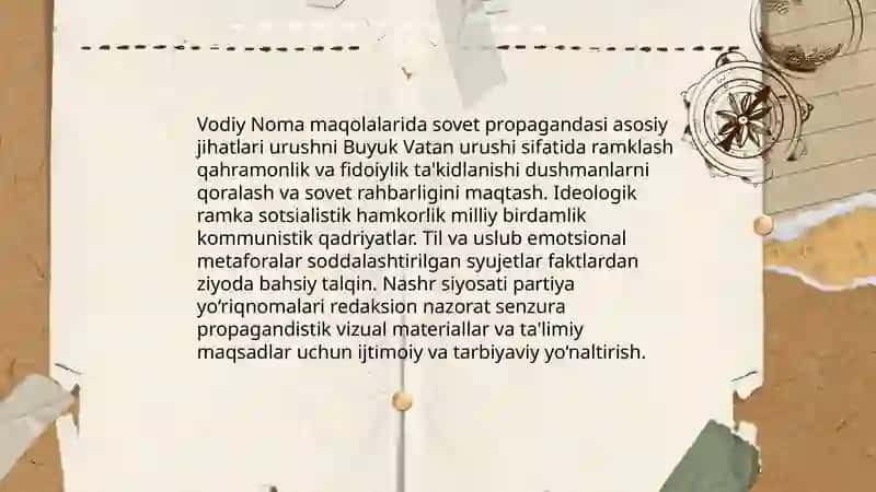 Vodiy noma jurnalida 2jahon urishga oid maqolalar taxlili 4