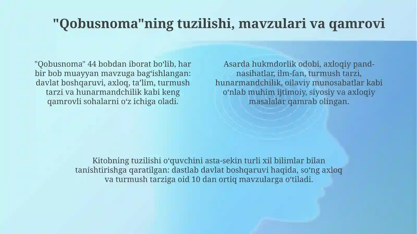 "Qobusnoma" asari 4