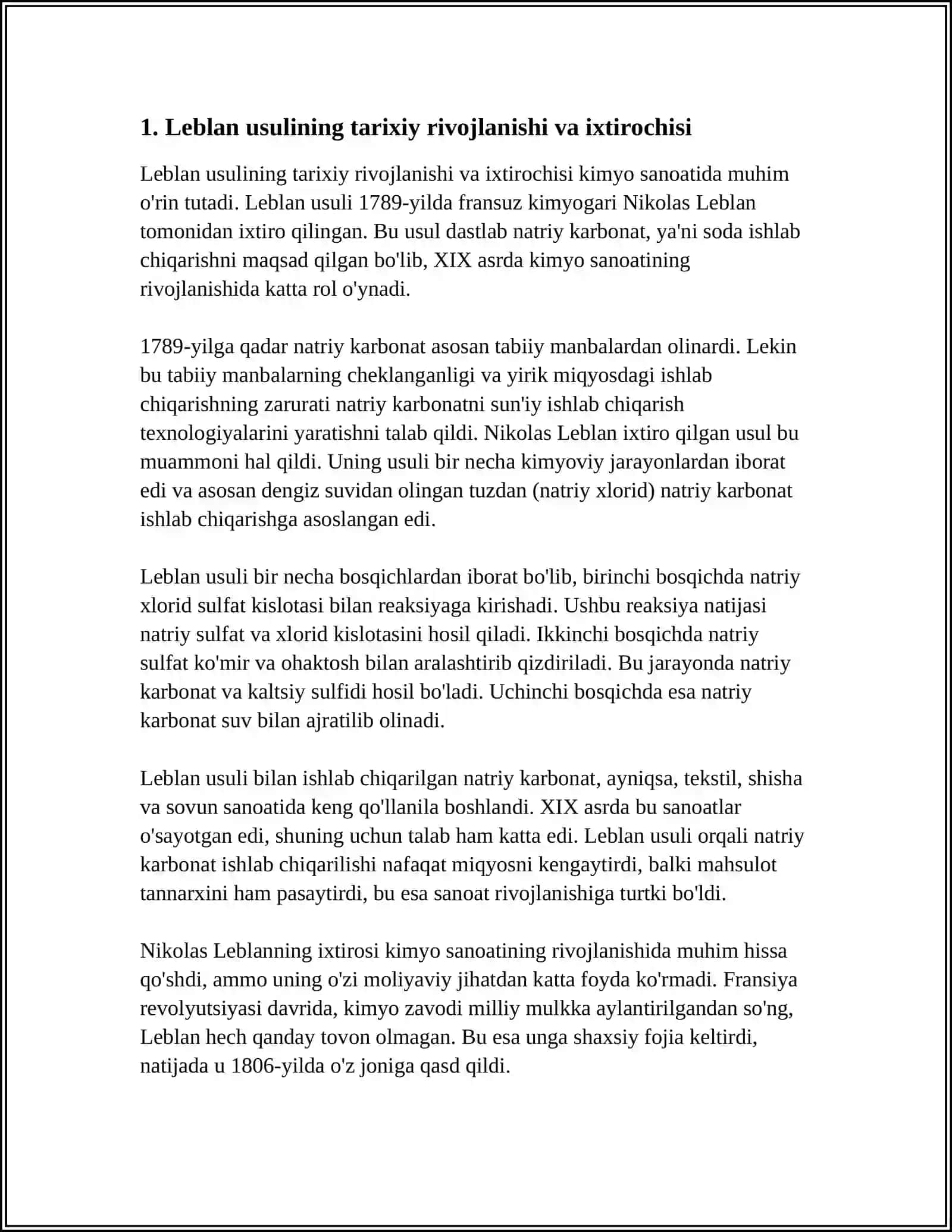 KIMYO SANOATINING RIVOJLANISHIDA LEBLAN USULINING AXAMIYATI 4