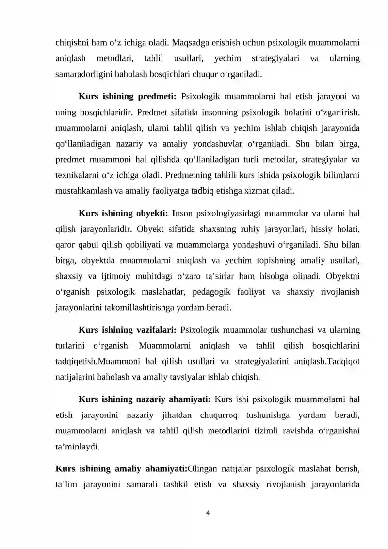 Psixologik muammolarni hal etish bosqichlari 4