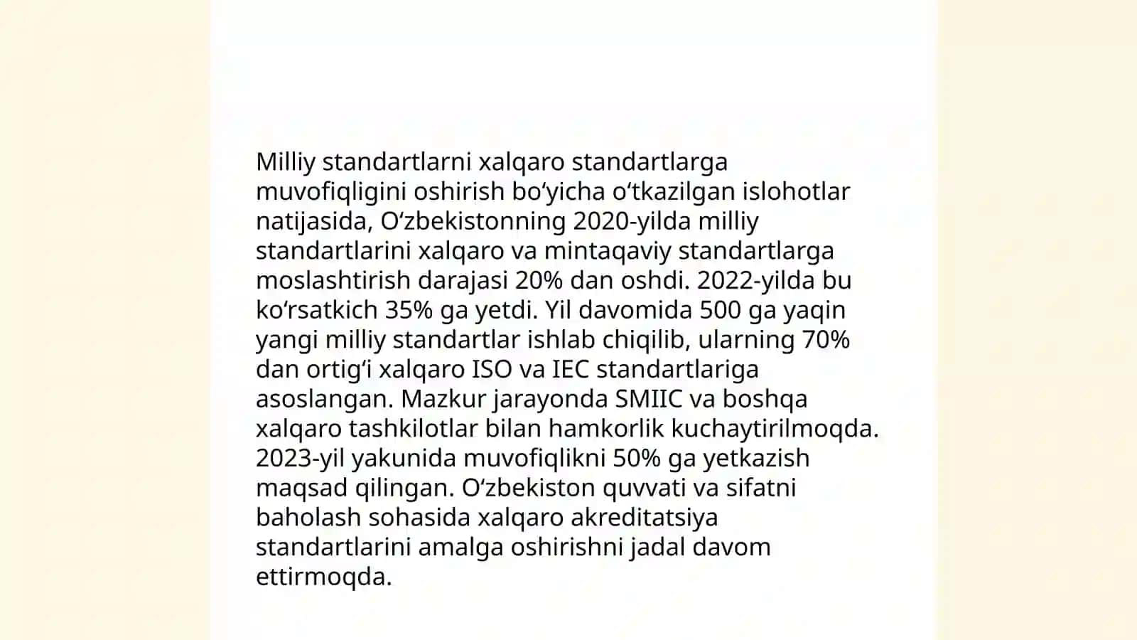 O'zbekistonning texnik jihatdan tartibga solish tizimini rivojlantirish yo'nalishlari 4