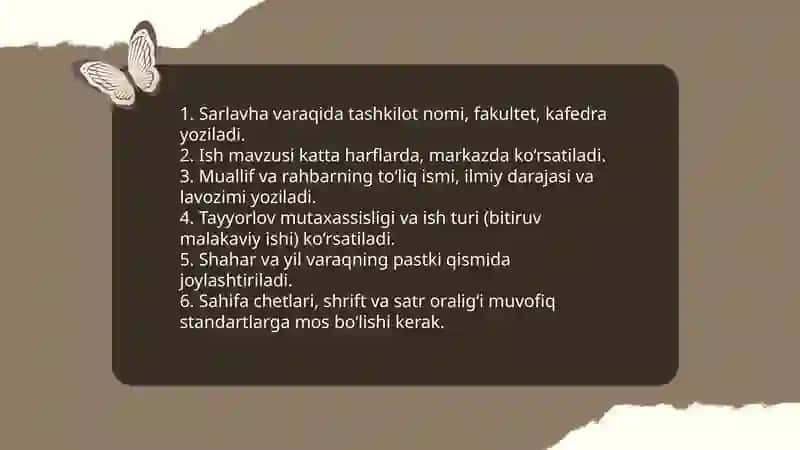 Bitiruv malakaviy ishini yozish va rasmiylashtirish qoidalari bilan tanishish 4