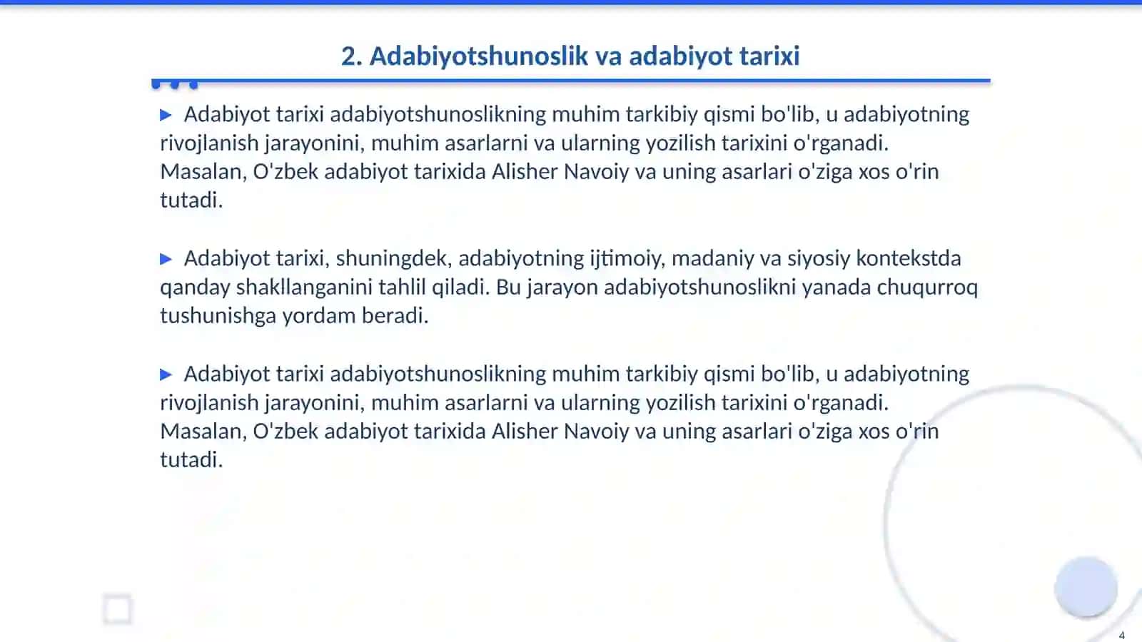 Adabiyotshunoslik fan sifatida, uning boshqa fanlar bilan aloqasi 4