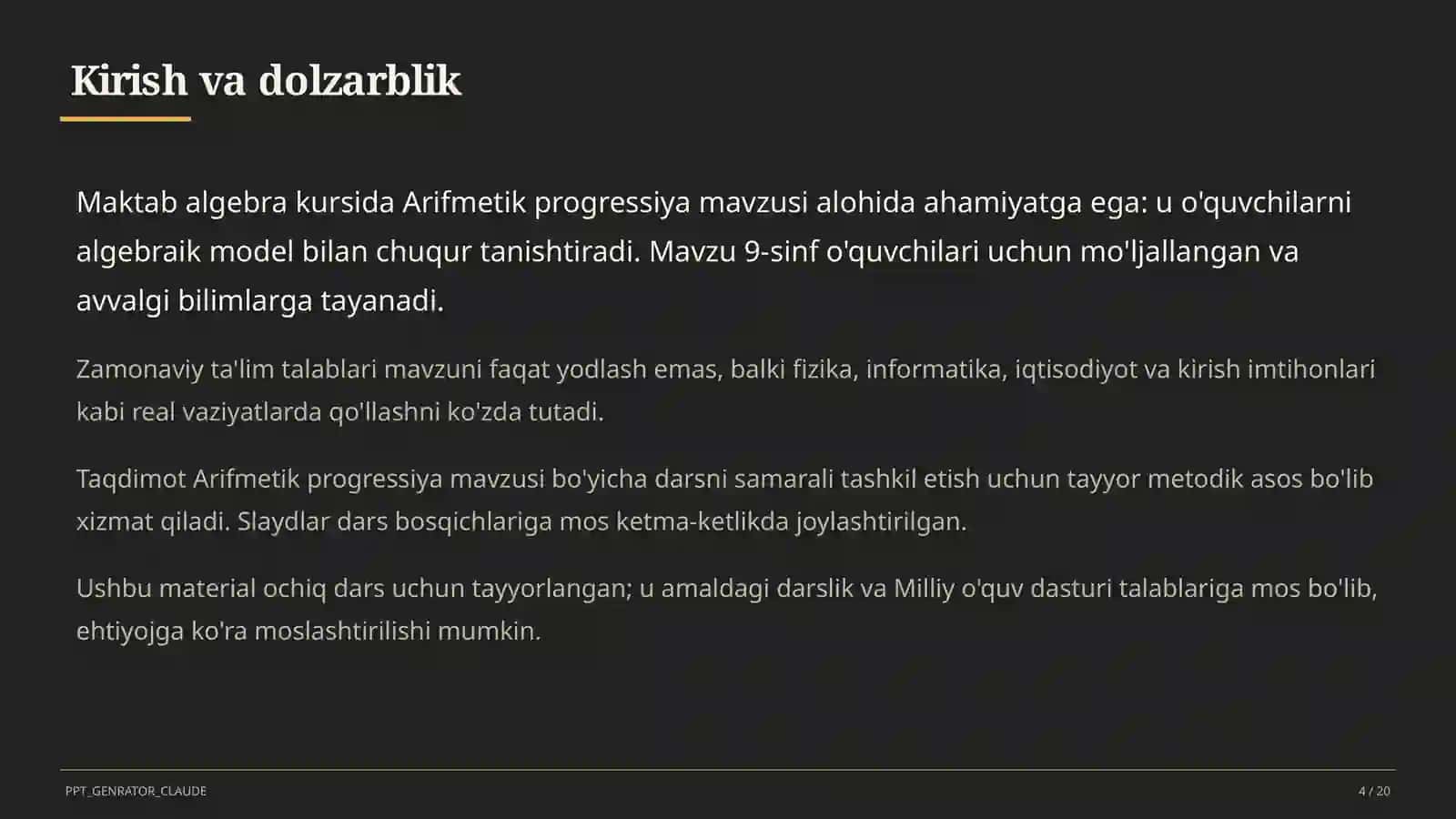 Arifmetik progressiya (9-sinf) 4