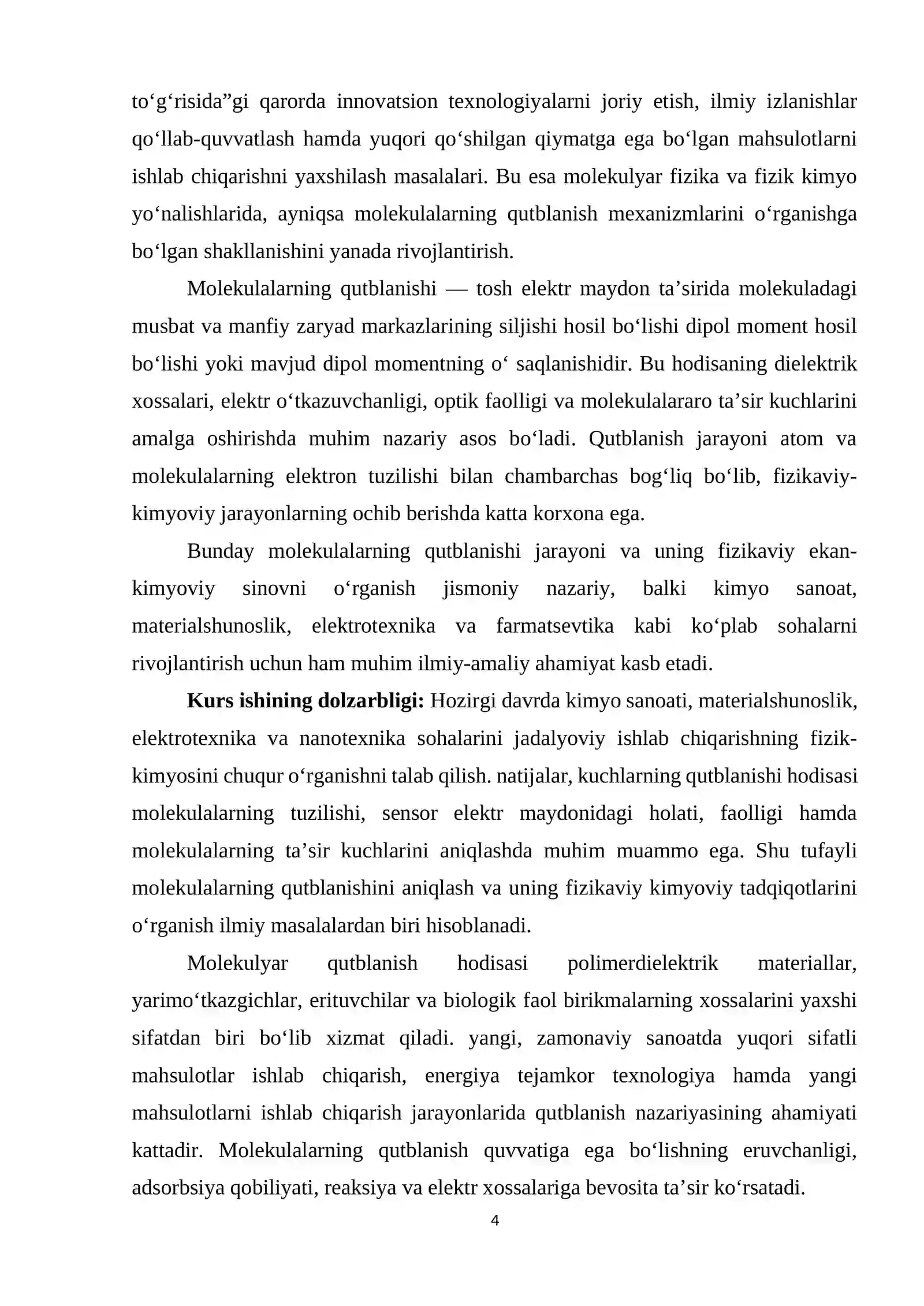 Molekulalarning qutblanishi   kurs ishi 4