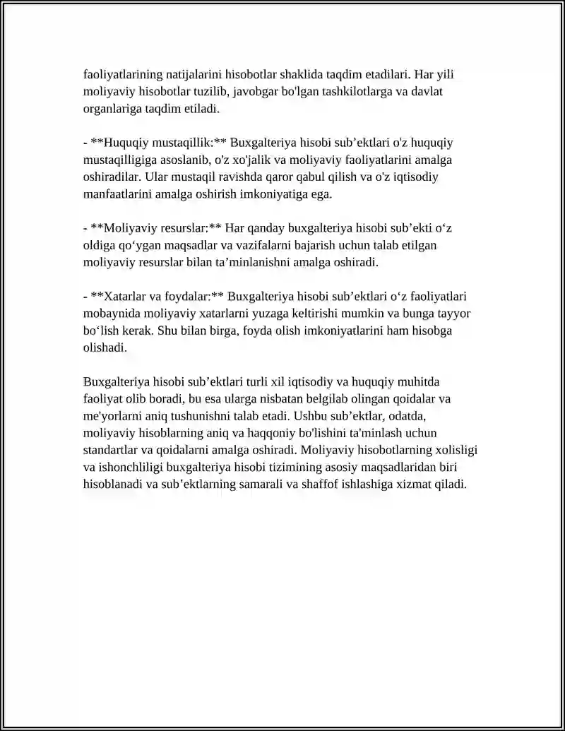 BUXGALTERIYA HISOBI SUBʼEKTI VA OBYEKTLARI 4