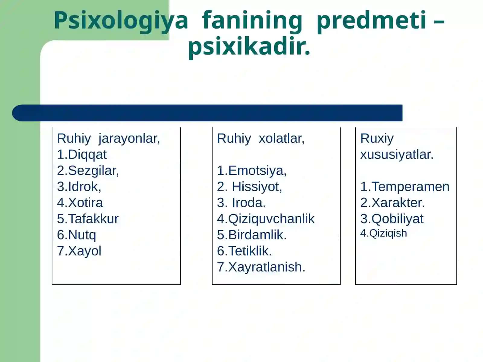 Umumiy psixologiya fani predmeti, ilmiy tadqiqot metodlari 4