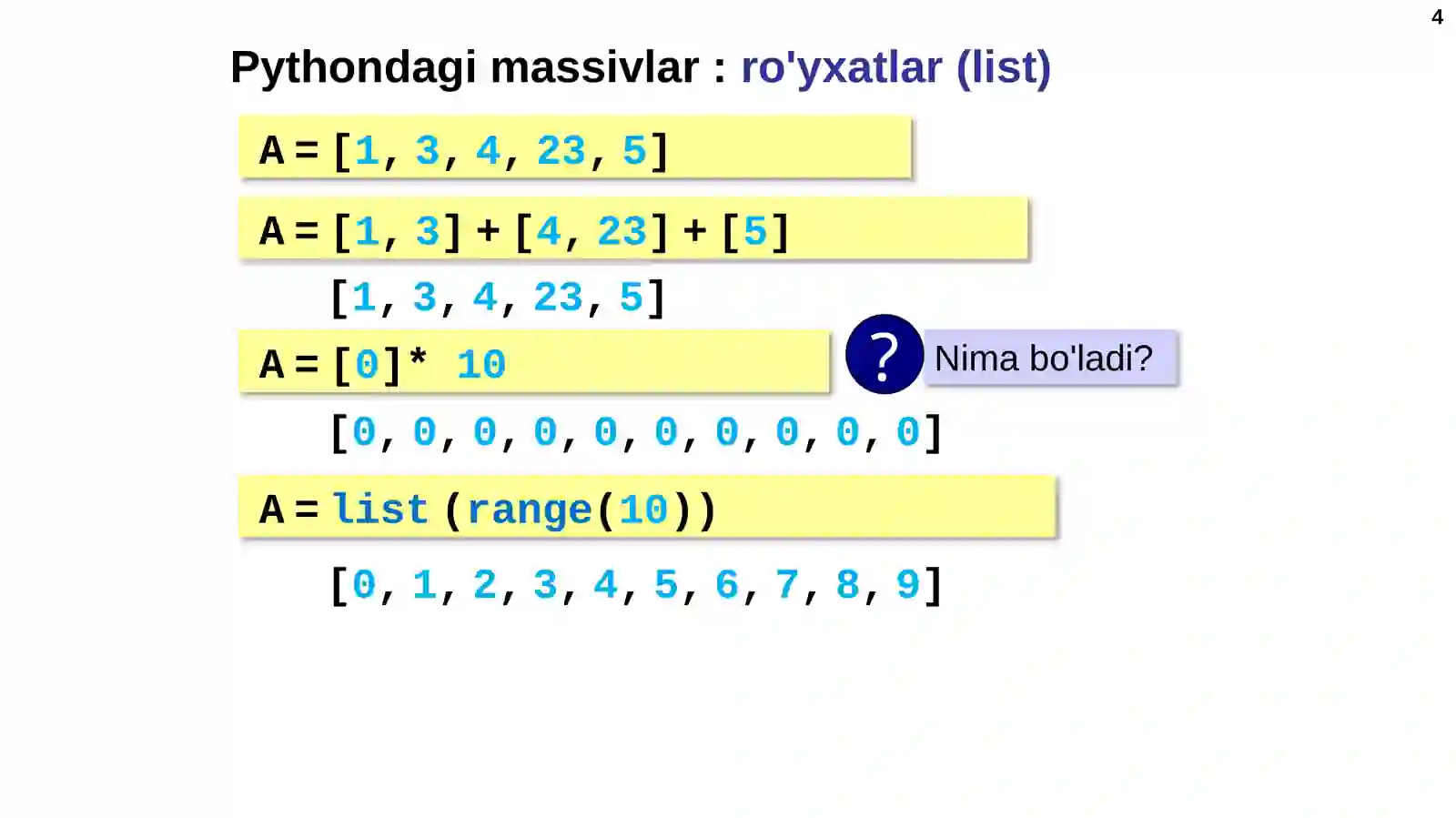 Python dasturlash tili 4