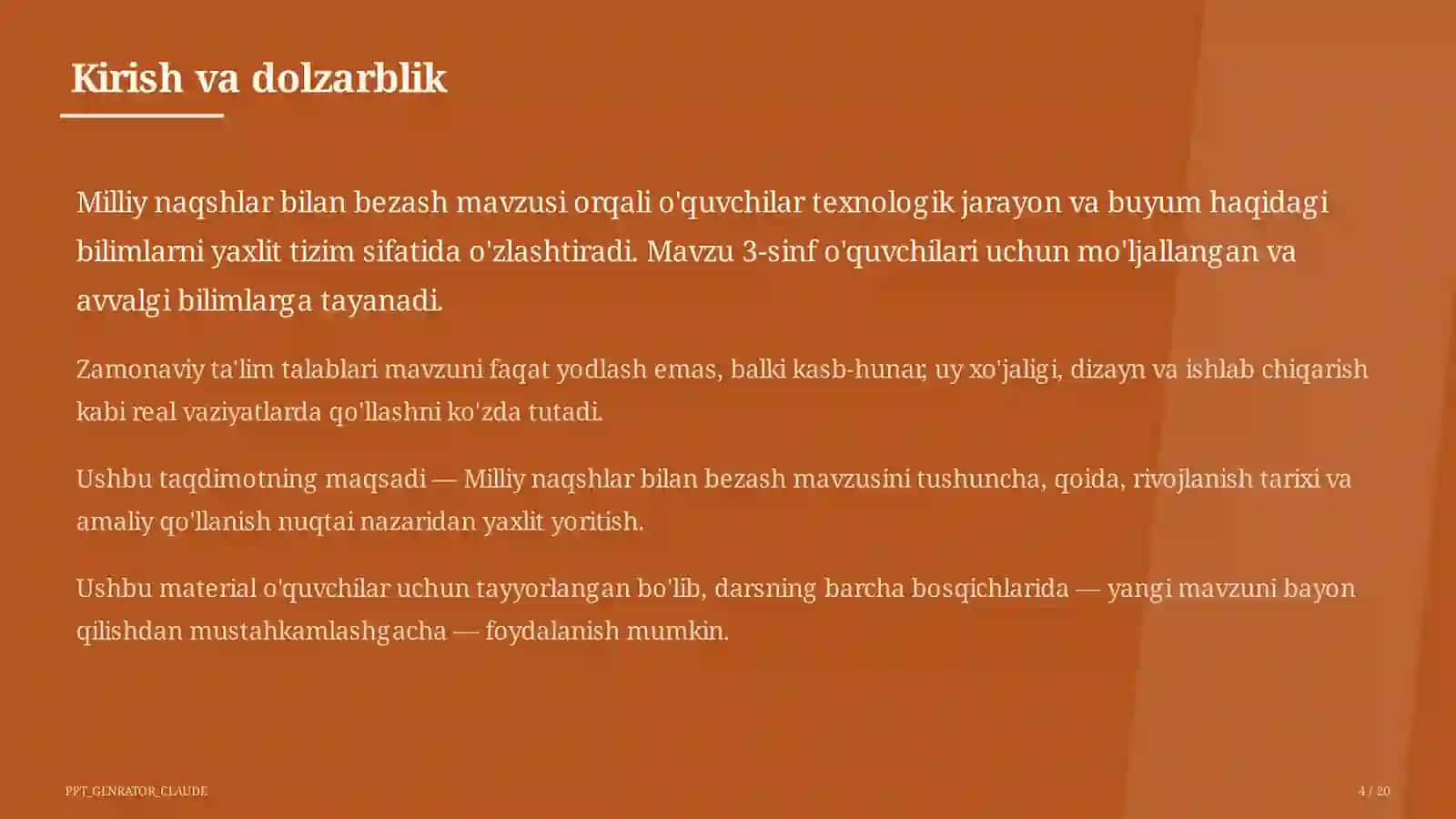 Milliy naqshlar bilan bezash (3-sinf) 4