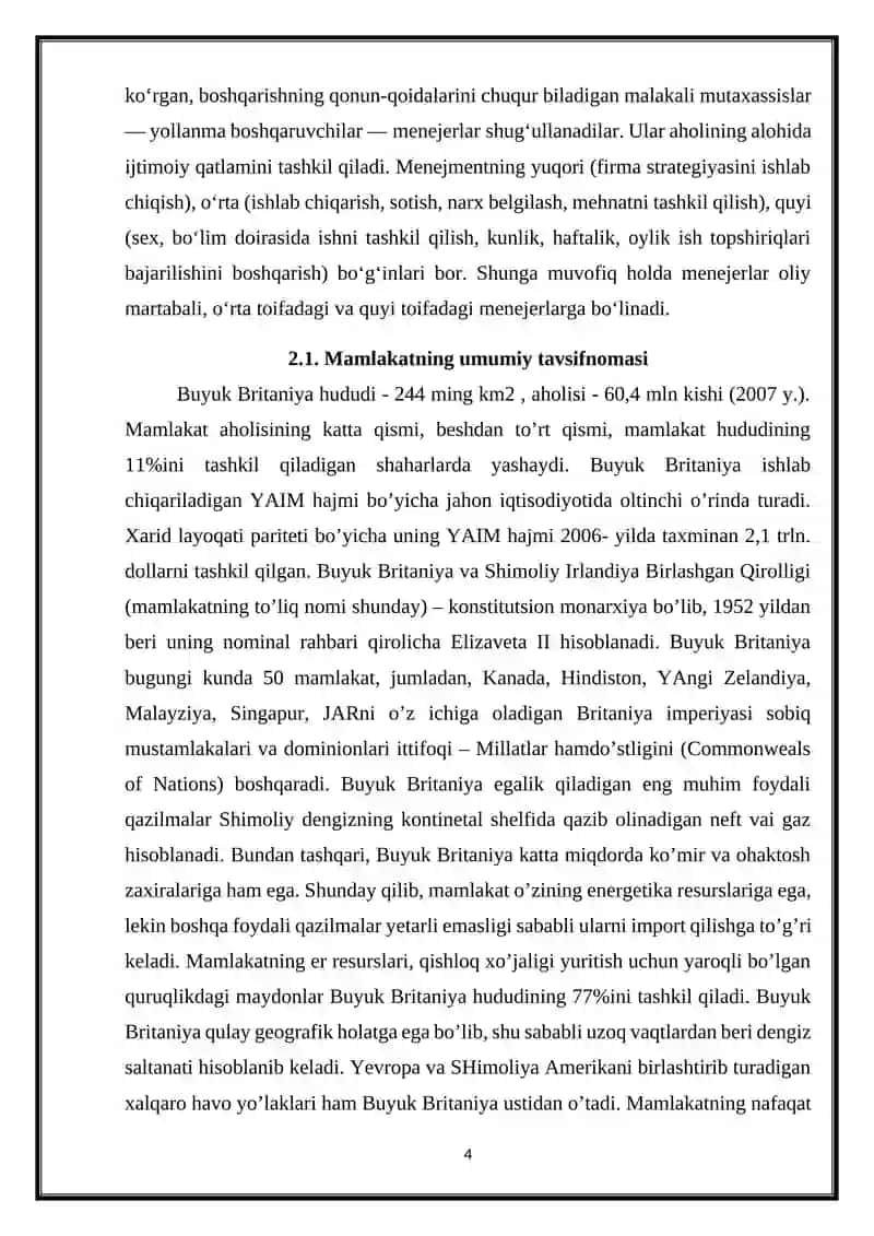 Menejmentni tashkil qilishning xorijiy tajribasi-Buyuk Britaniya misolida 4