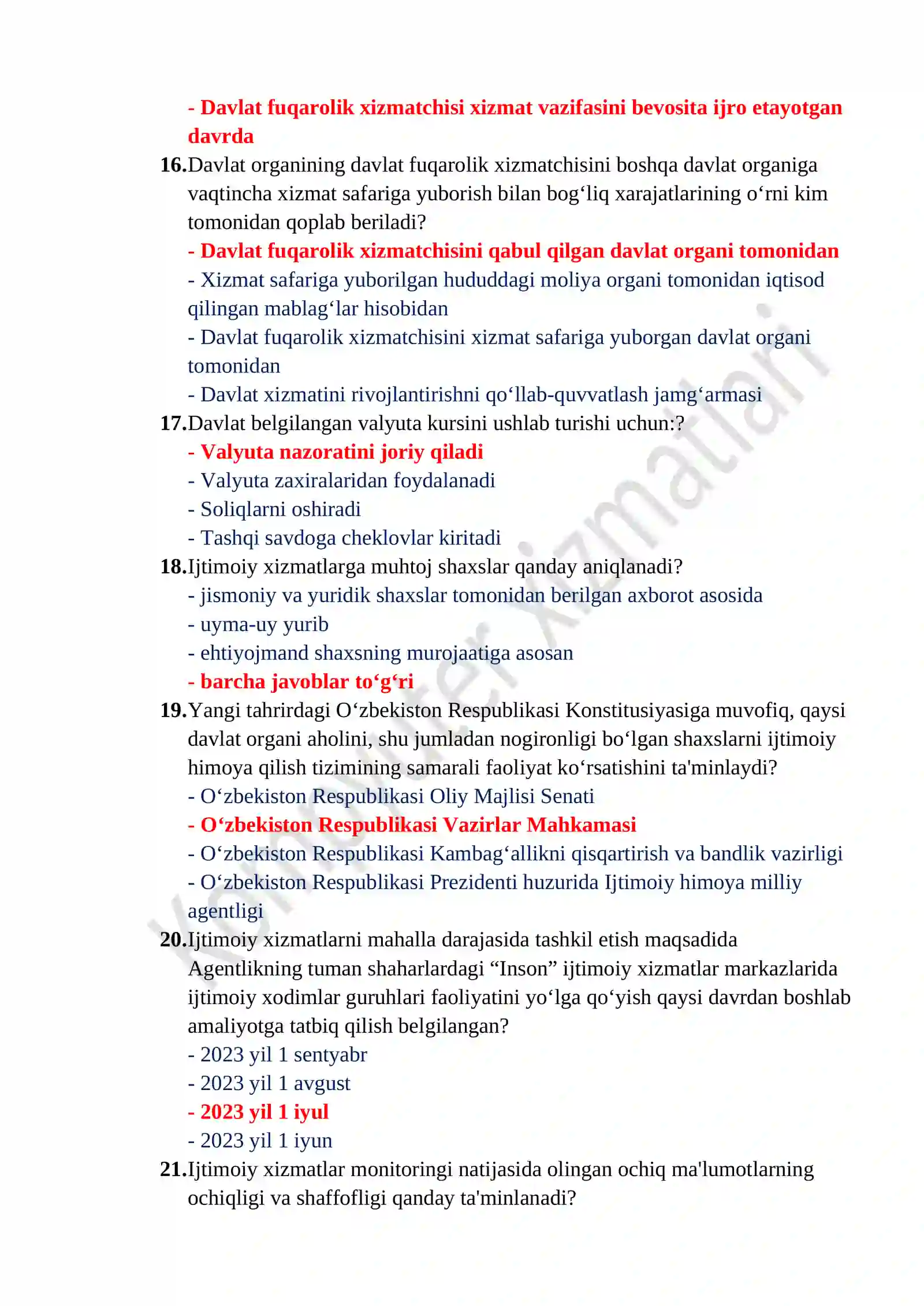 Argos test javoblari Milliy qonunchilik uchun 4
