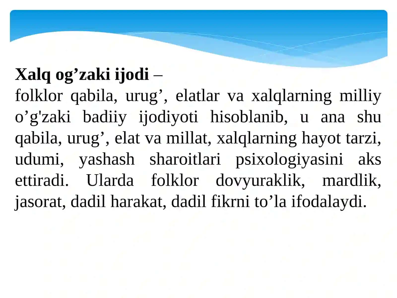 Folklor musiqa o’qitish metodikasi fanini o’rganish 4