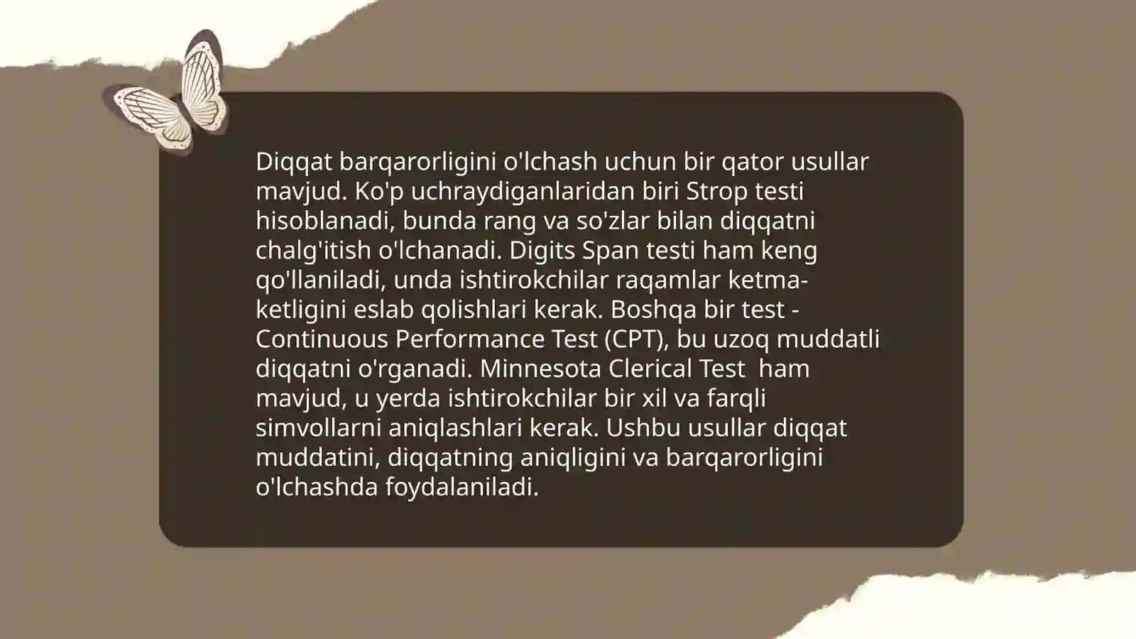 Diqqatning barqarorligini o'rganish xususiyati 4