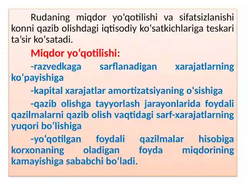 Yo‘qotilishni hisobga olish va ularni turkumlash (tasniflash) 4