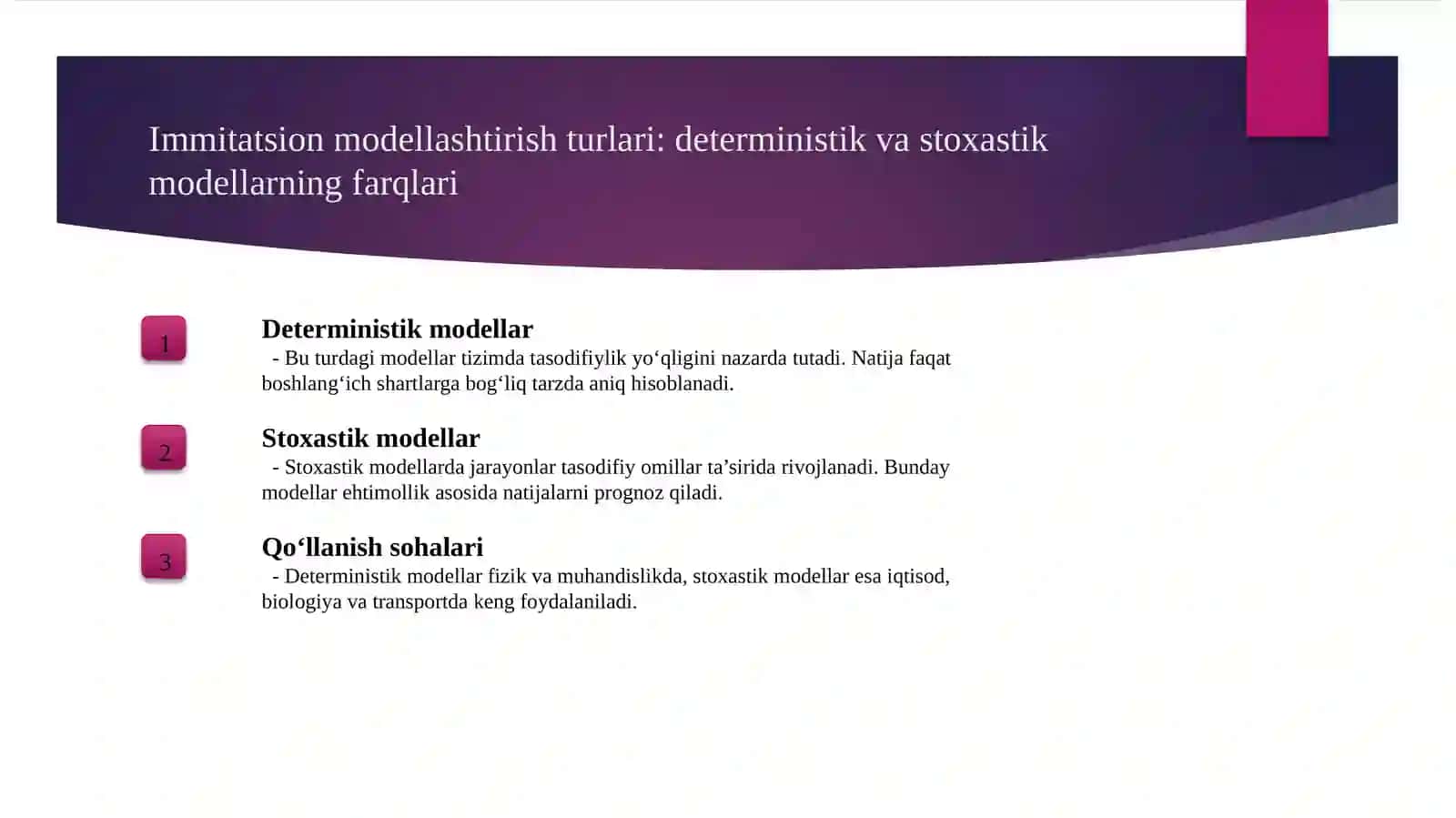 Immitatsion modellashtirish va undan foydalanish usullari 4