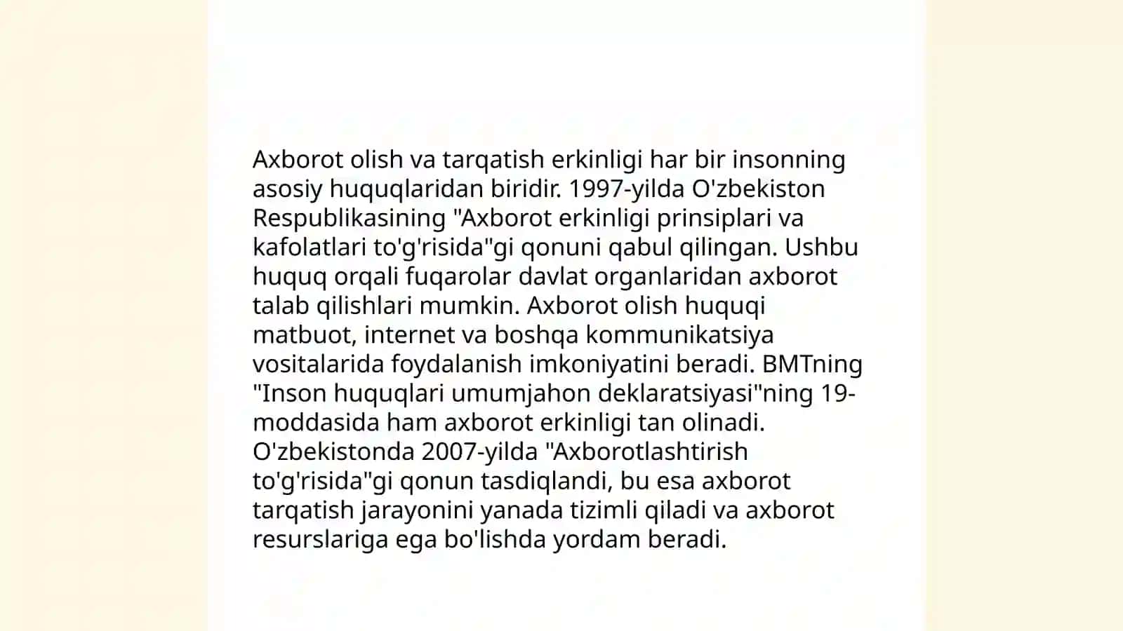 O'zbekiston Respublikasida ommaviy axborot vositalarining faoliyati (o'zgrish va muammolar) 4