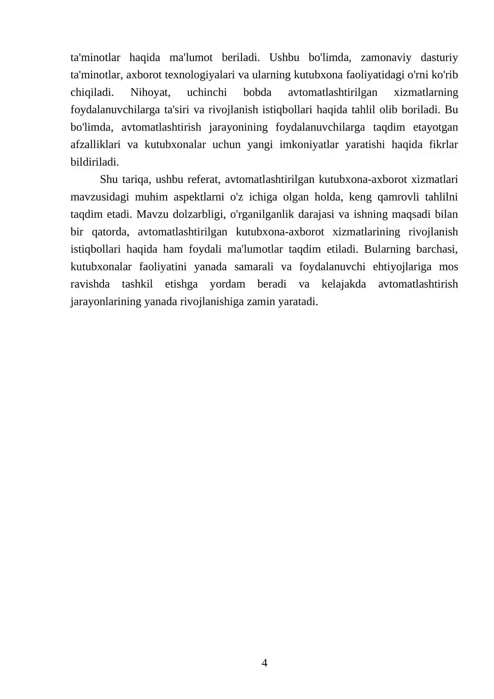 Avtomatlashtirilgan kutubxona-axborot xizmarlari haqida boshlangʻich malumotlar 4