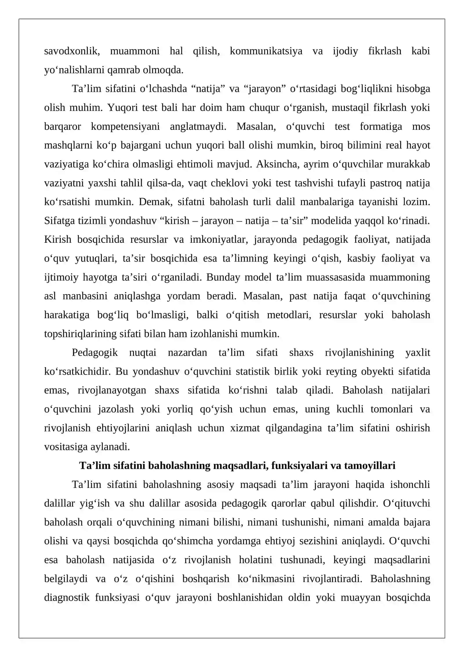 Ta'lim sifatini baholashning zamonaviy yondashuvlari va mezonlari 4