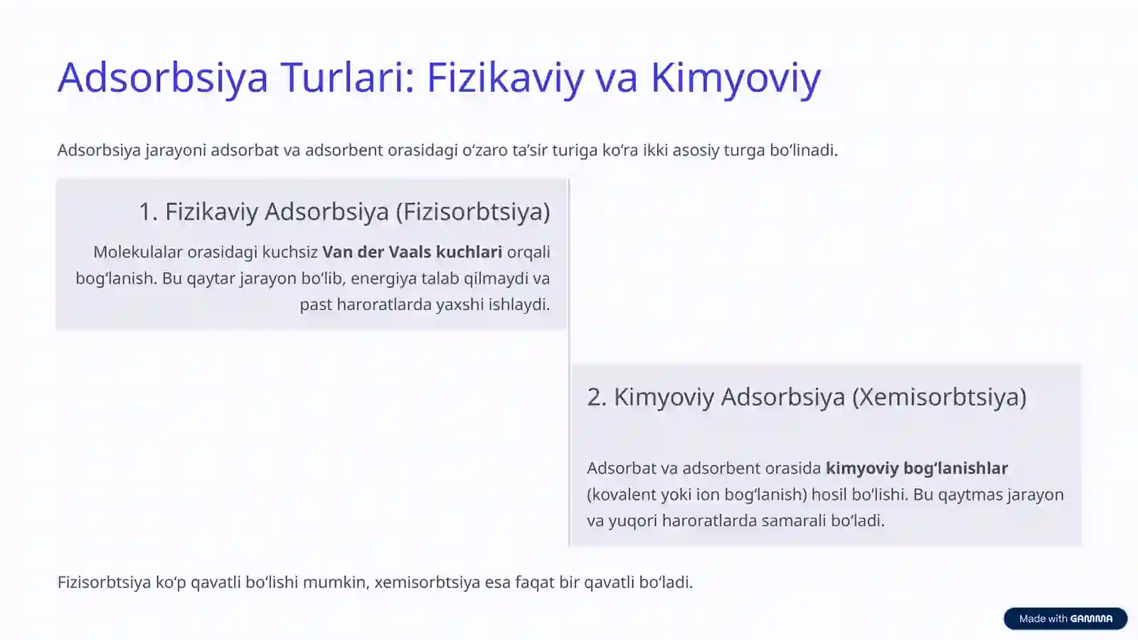 Sirt Hodisalari, Adsorbsiya va Xromatografiya 4