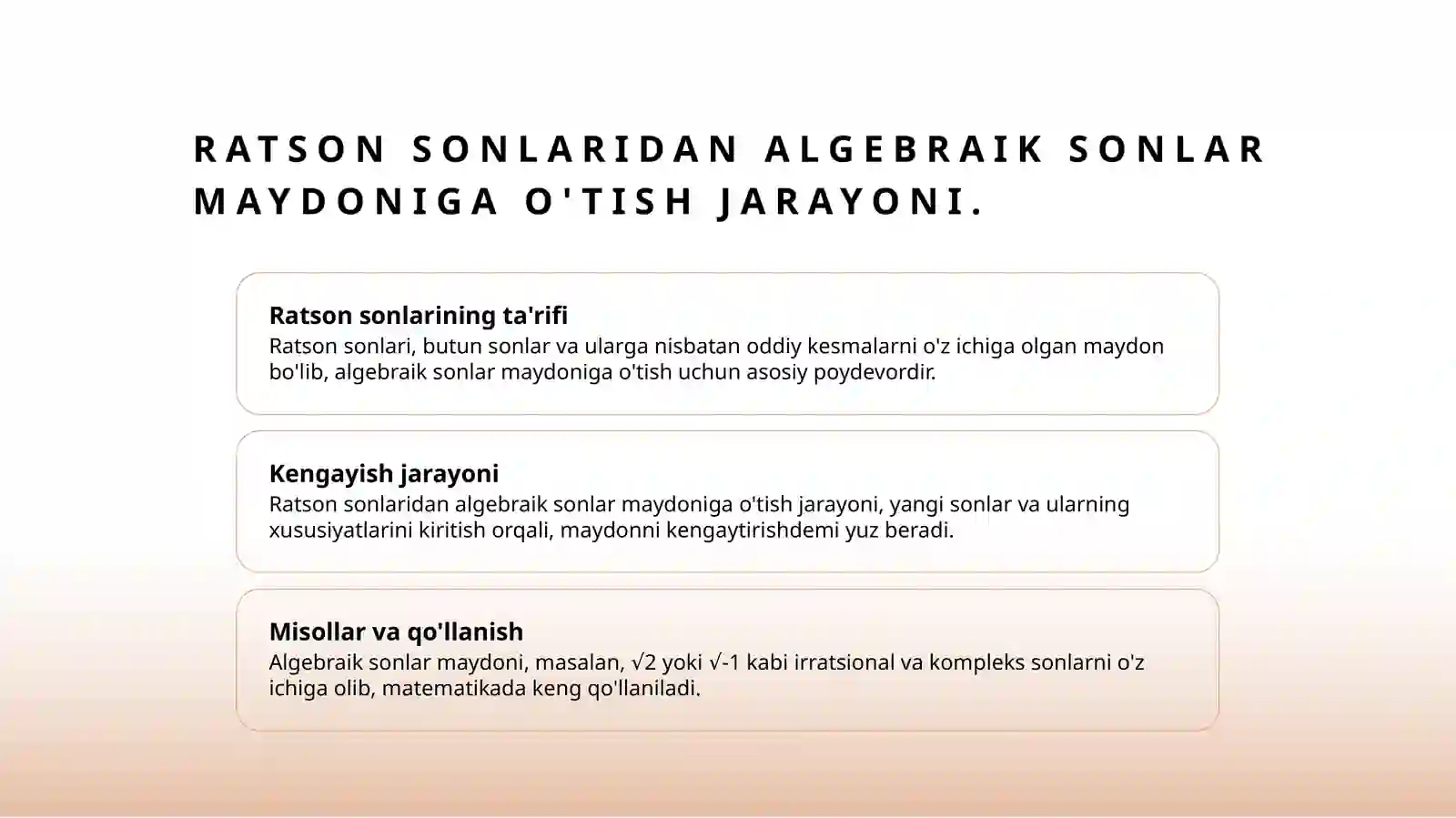 Algebraik sonlar maydoni 4
