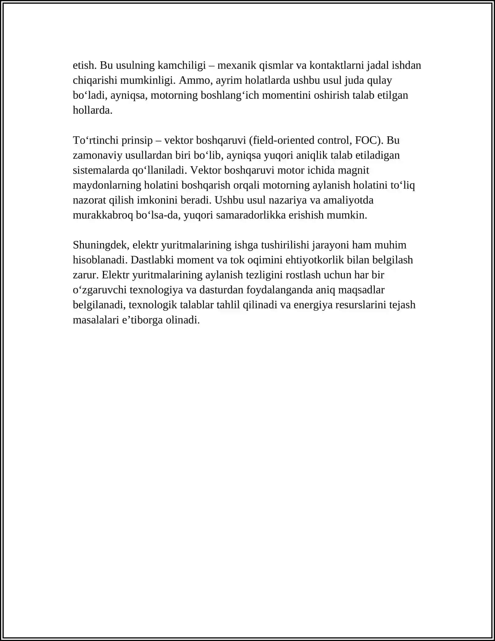 ELEKTR YURITMALARINING AYLANISH TEZLIGINI ROSTLASH. ELEKTR YURITMALARINI ISHGA TUSHIRISH 4
