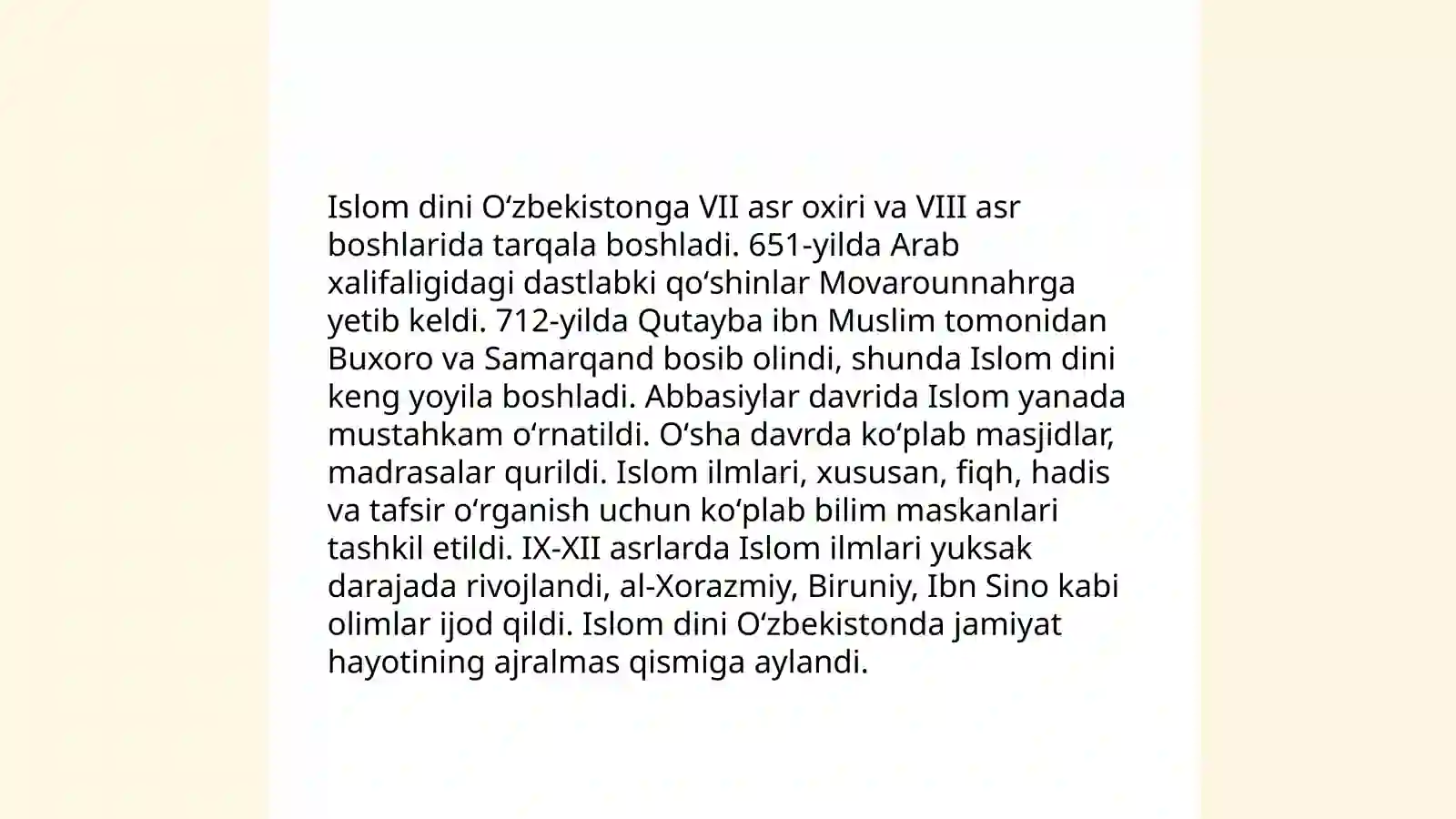 Arablarning Oʻrta Osiyoga kirib kelishi 4