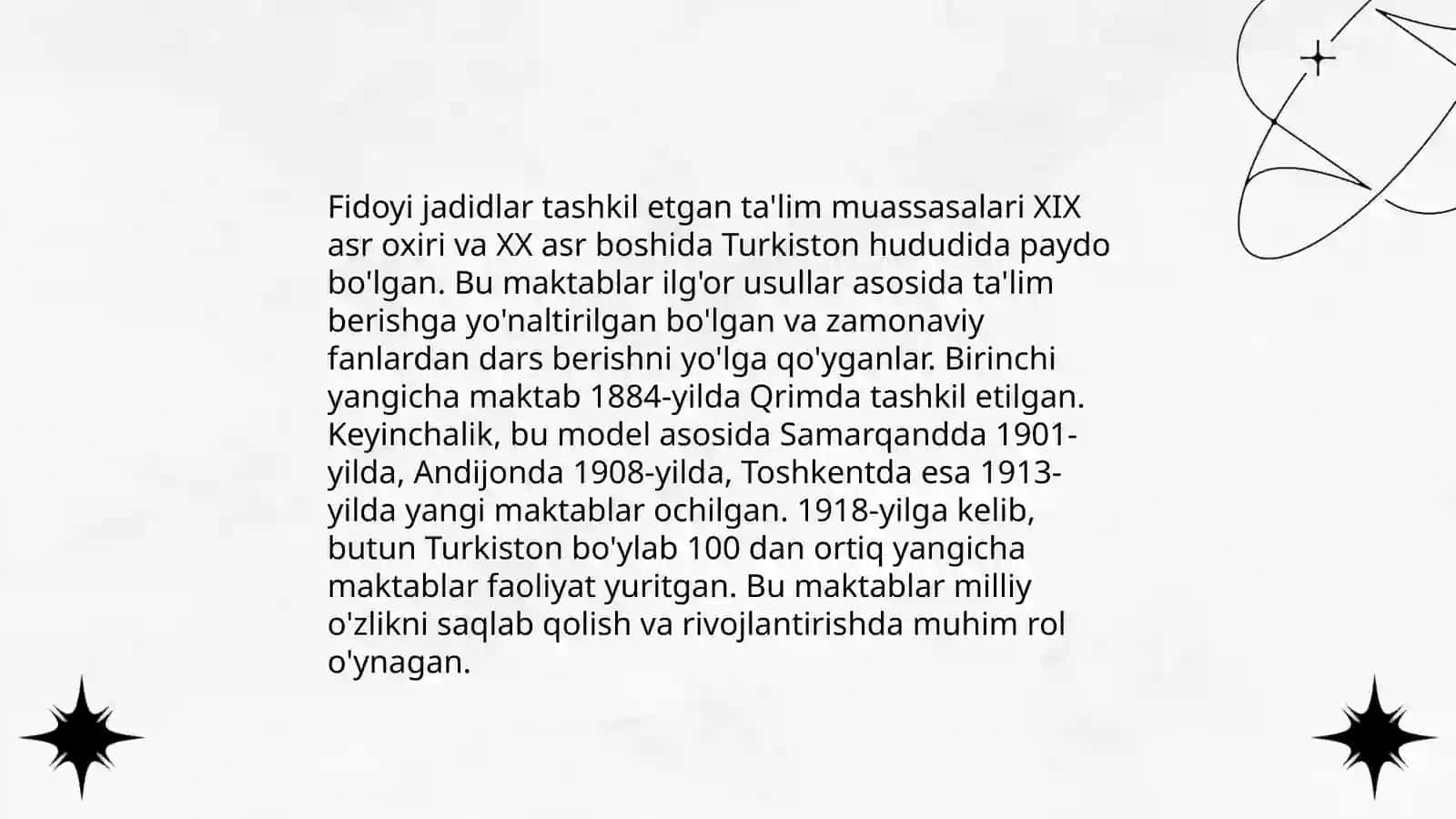 Fidoyi jadid marifatparvarlarining ta’lim sohasidagi islohotlari 4