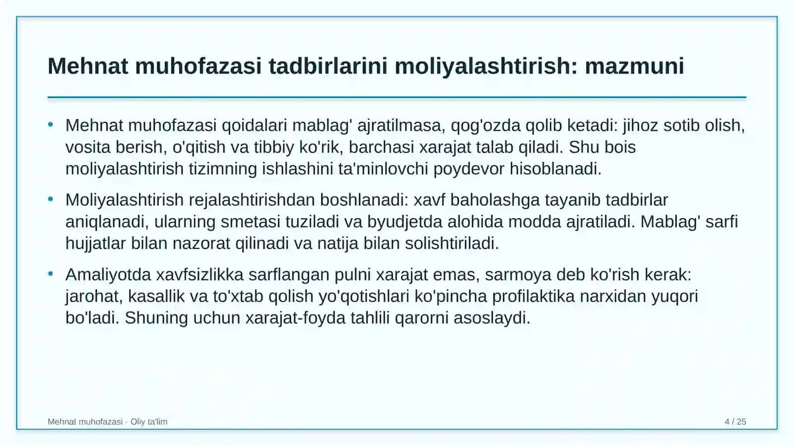 geodeziya va kartografiyada mehnat muhofazasi tadbirlarini moliyalashtirish 7141 4
