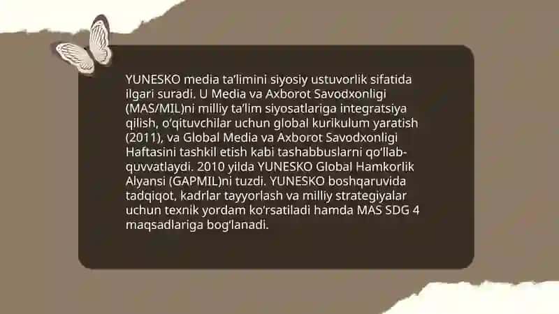 Medianing auditoriyaga taʼsiri YUNESKO va media taʼlim M.Maklyuenning mediataʼlim taraqqiyotiga koʻrsatgan tasir 4