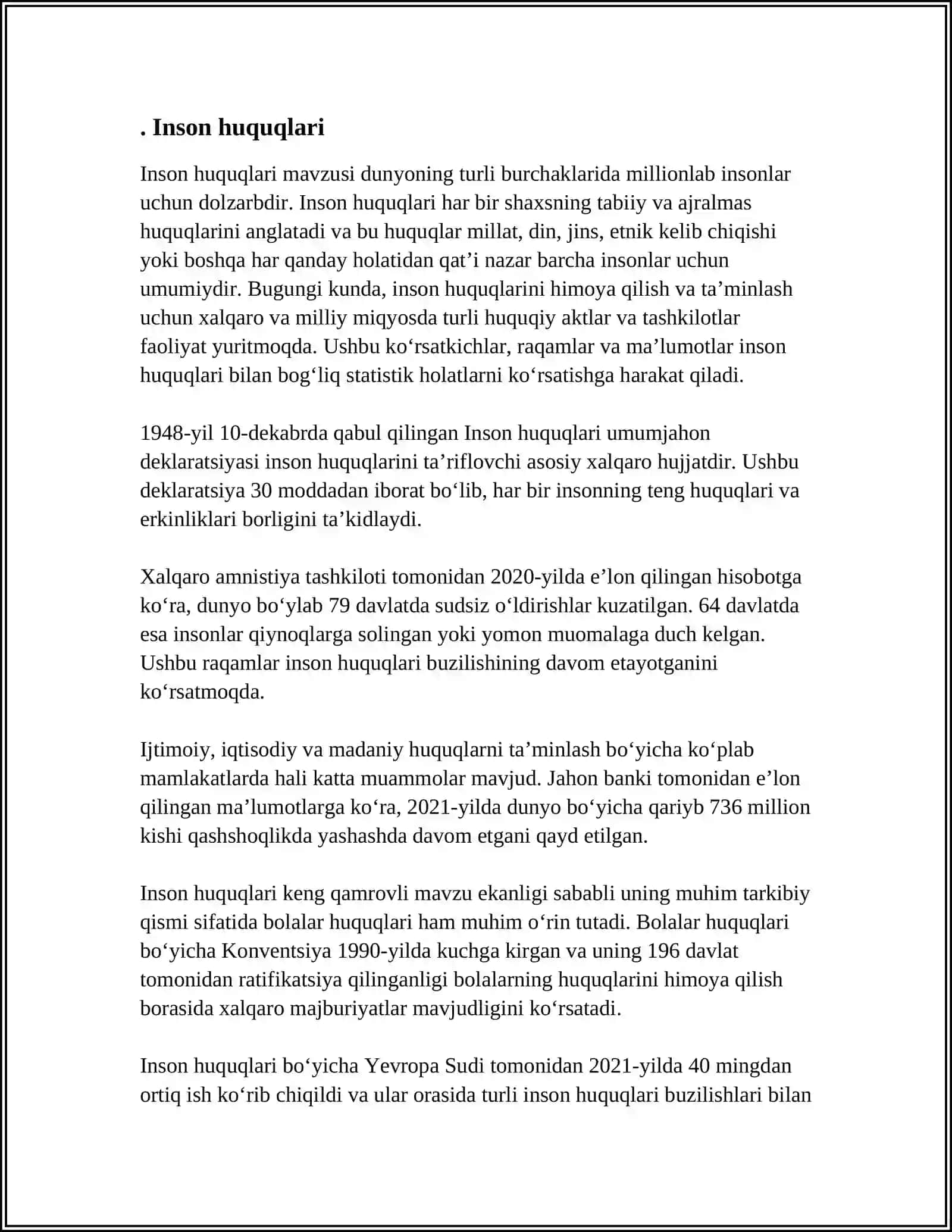 ISLOMDA INSON HUQUQLARI HIMOYASI, IJTIMOIY TENGLIK, ADOLAT VA TOLERANTLIK 4