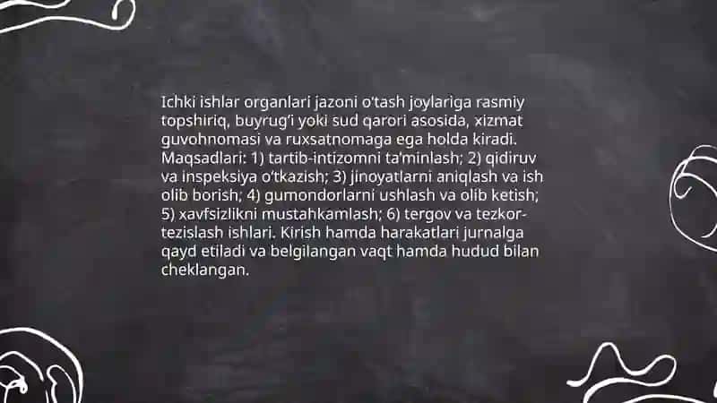 Prokuratura organlarining jazoni o‘tash joylariga cheklanmagan kirish huquqlari: asoslar va vakolatlar 4
