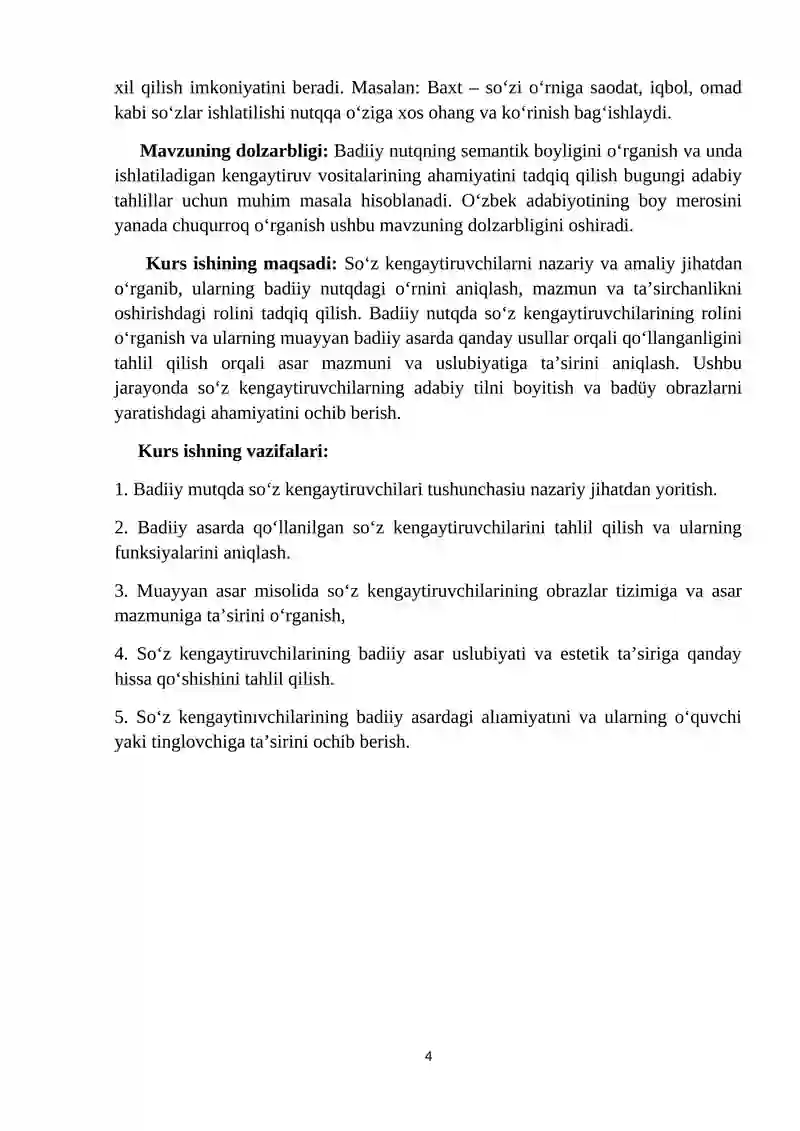Badiiy nutqda so‘z kengaytiruvchilar 4