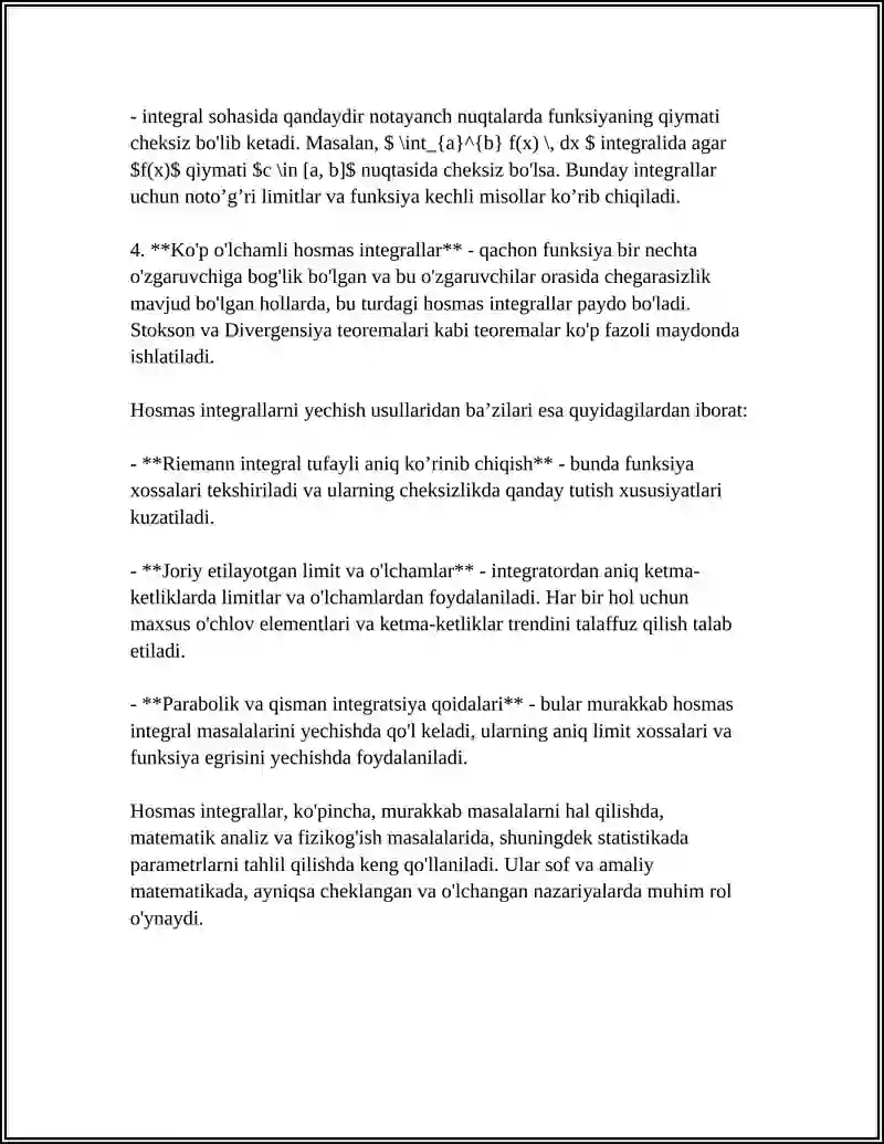 Hosmas integrallar 4