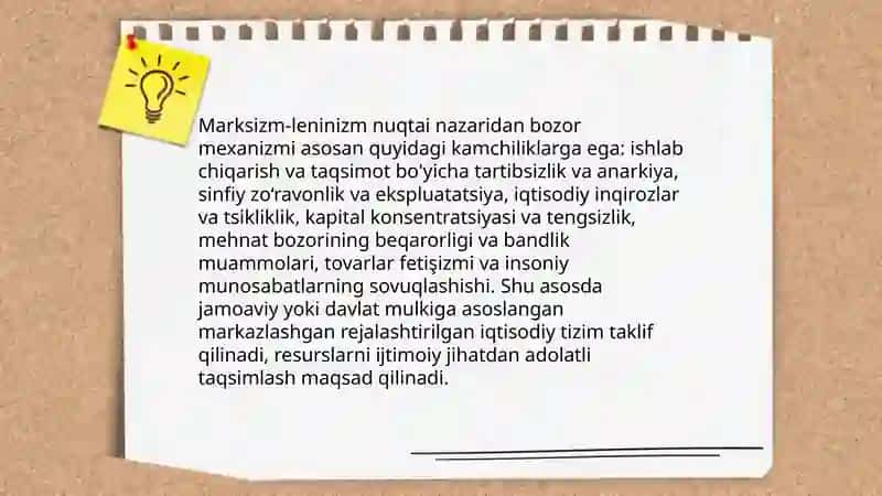BOZOR IQTISODIYOTIGA MUXOLIF- SOTSIALISTIK YO'NALISH MOHIYATI VA UNING TARIXIY TAQDIRI 4