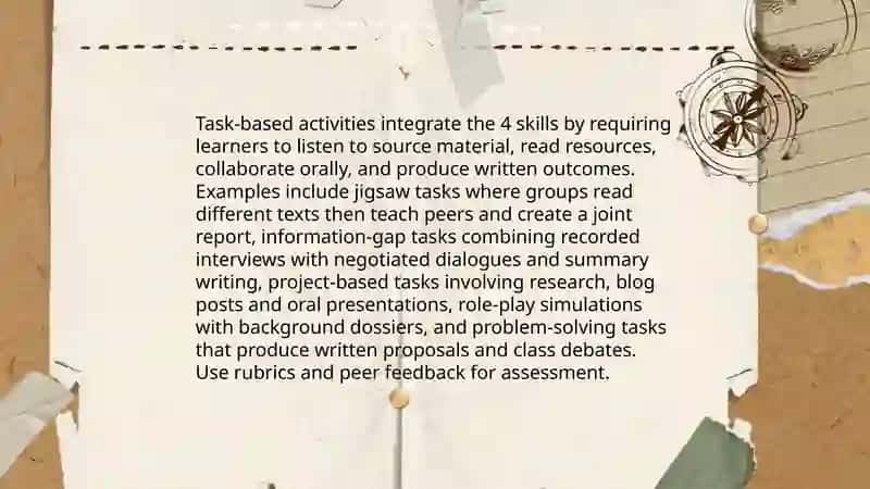 How to provide learners with practise in each language skilk within an integrated framework 4