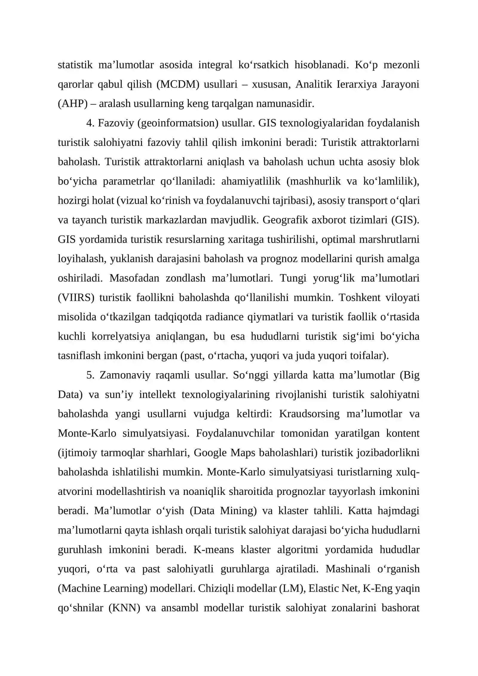 Turistik salohiyatni baholash usullari 4