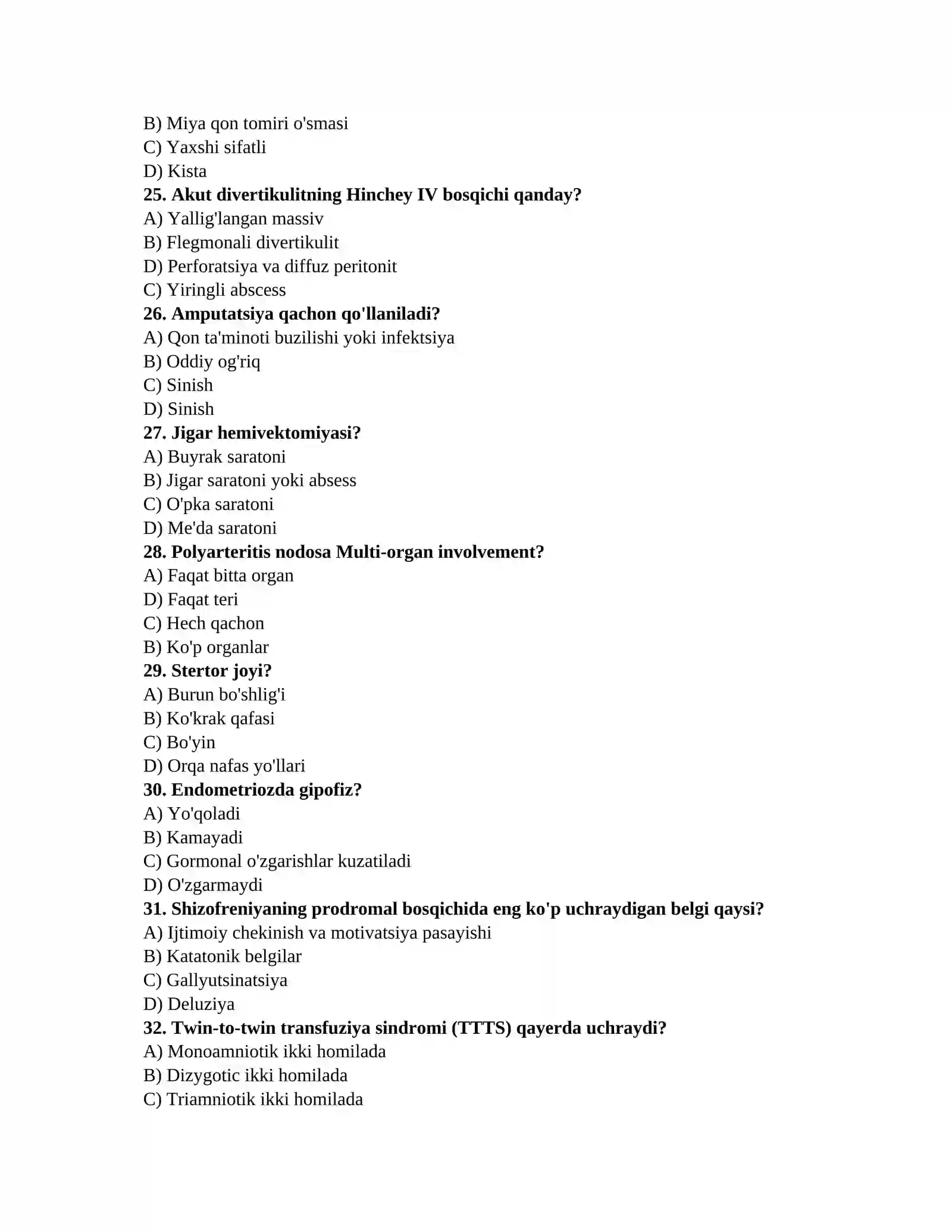 Tibbiyot test javoblari 4