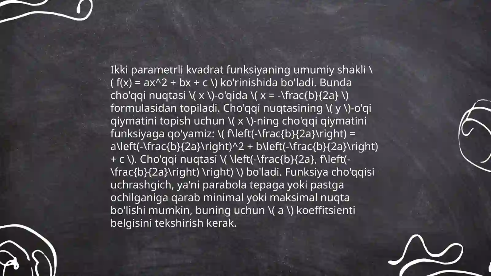 Parametrli kvadrat funksiyalar 4