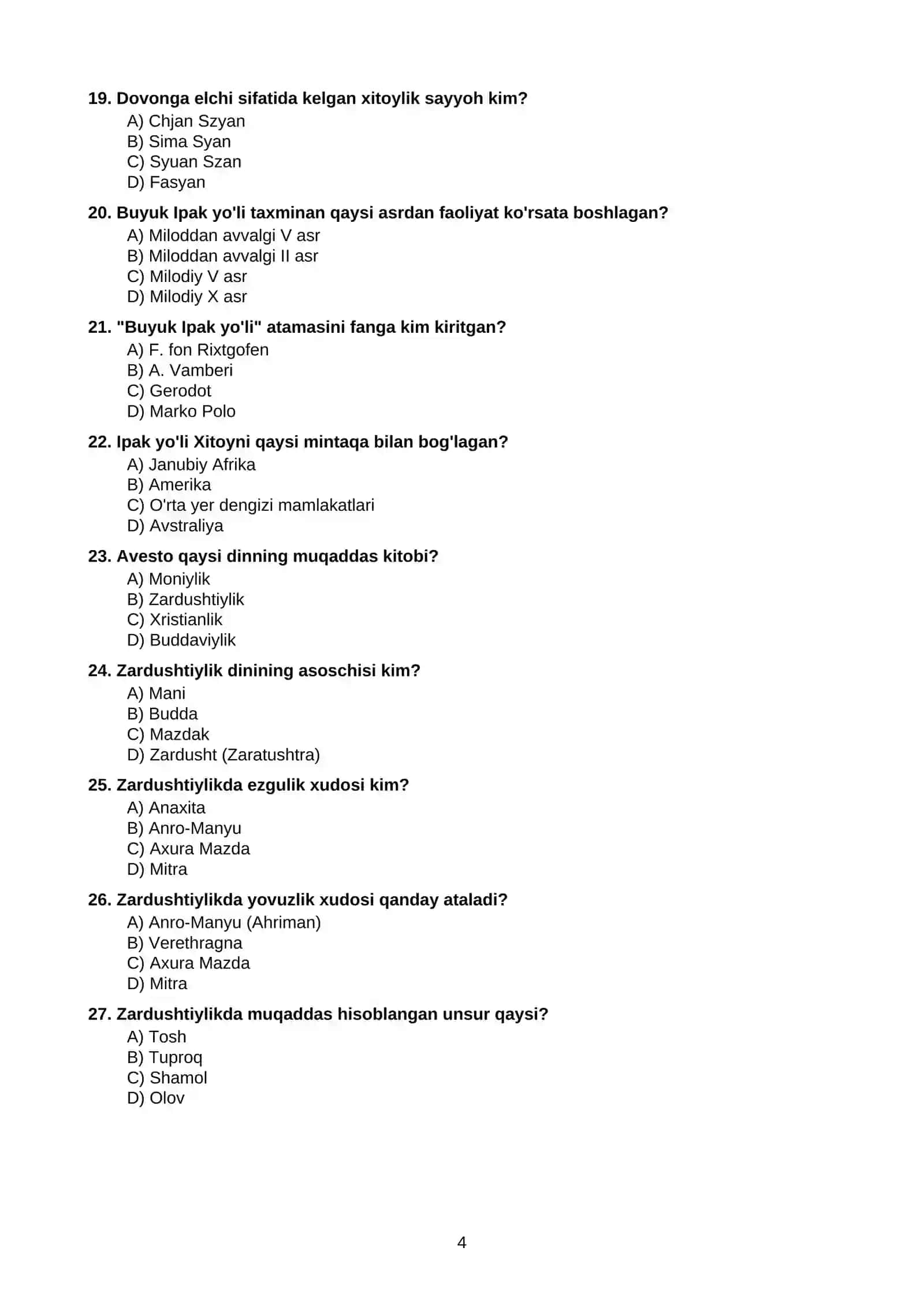 TARIXDAN 1000 TA TEST 4