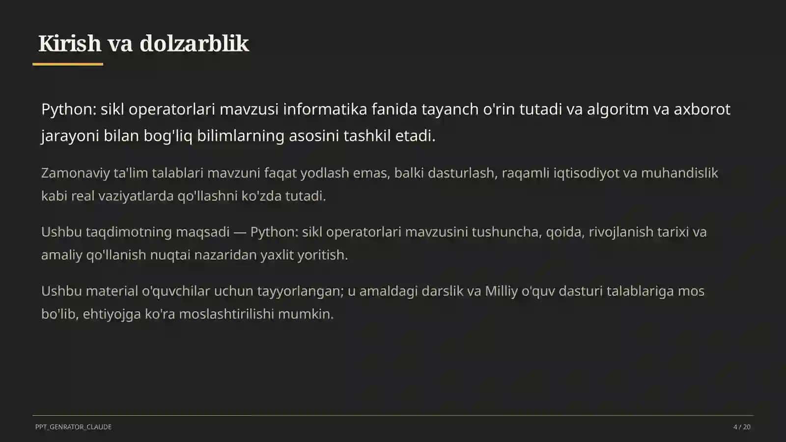 Python: sikl operatorlari (8-sinf) 4