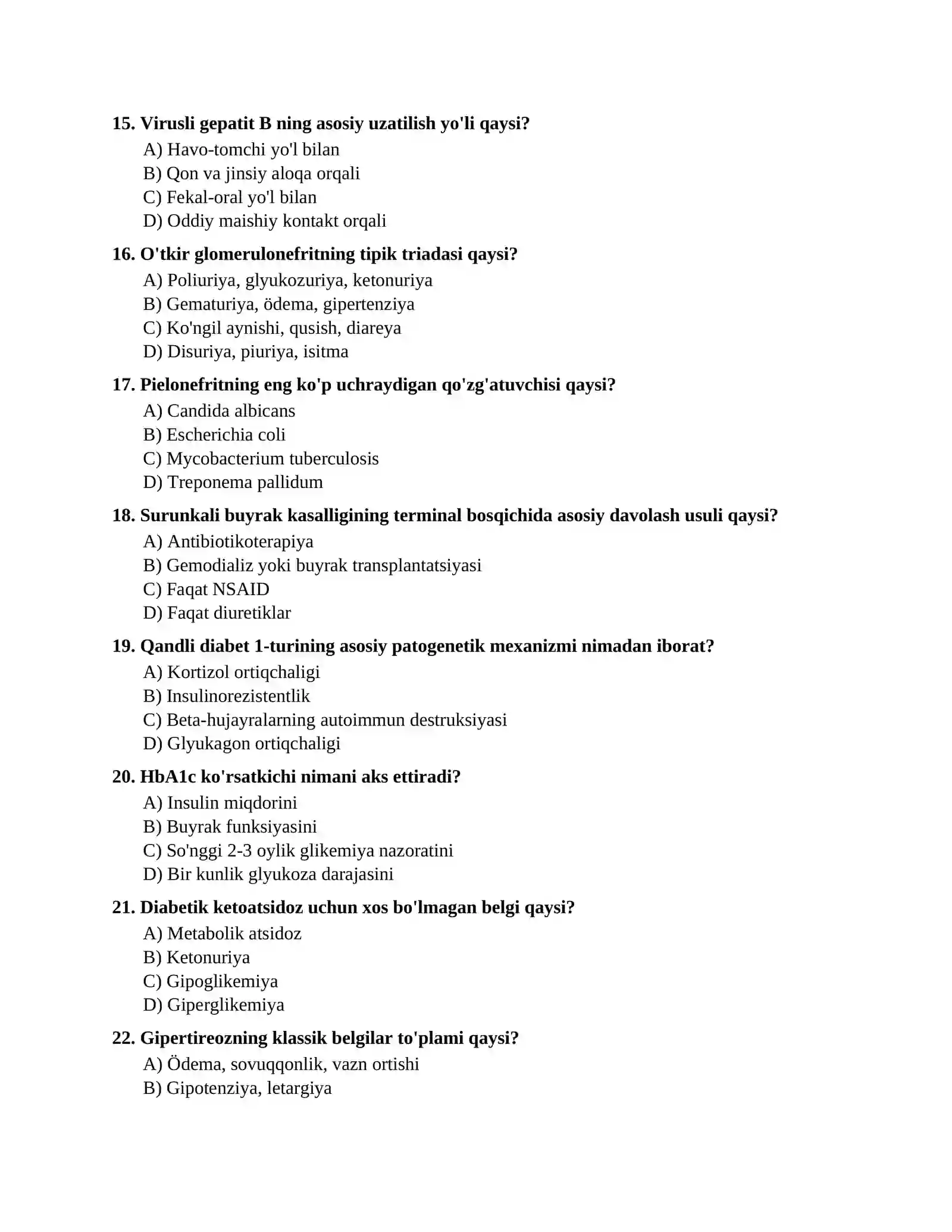 Klinik ordinatura test savollari 4