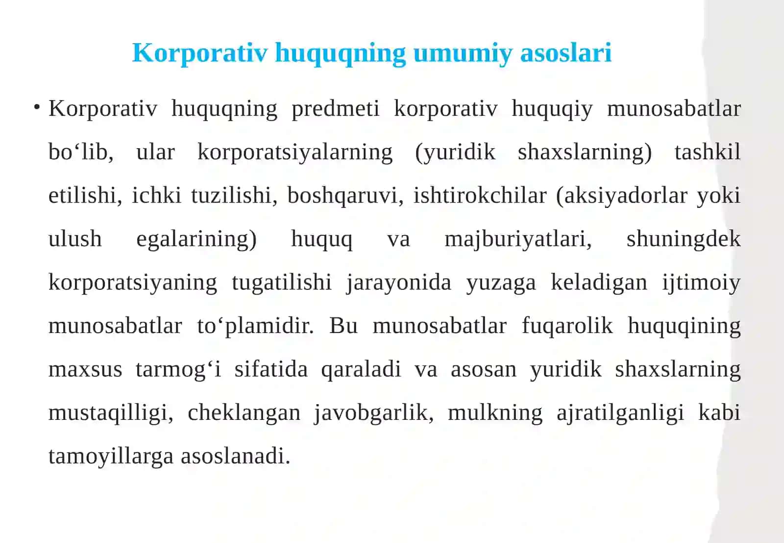 Korporativ huquqning obyektlari 4